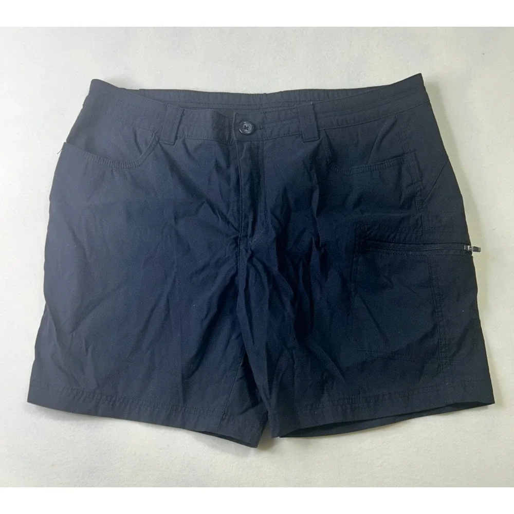 Eddie Bauer‎ Womens Black Hiking Shorts Size 14 Zipper Pocket Outdoor Trail